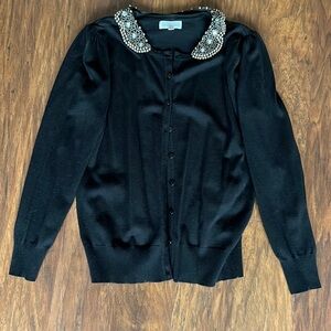 Black Cardigan with Removable Bead Collar